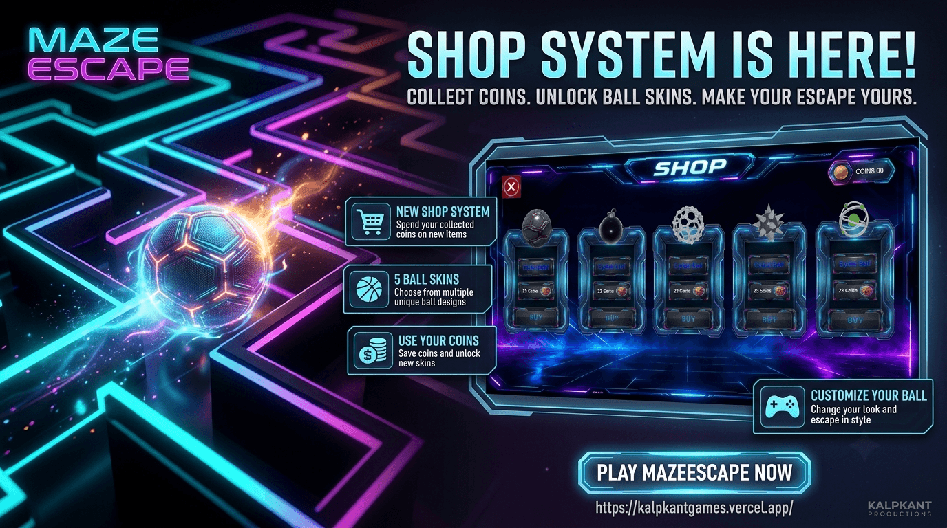 Cover image for MazeEscape Devlog — The Shop System Is Here! 🛒⚡